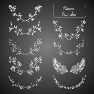 Hand drawn floral set 库存插图