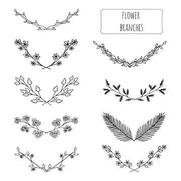 Hand drawn floral set 库存插图