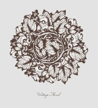 Hand Drawn Floral Vector Design Illustrazione stock