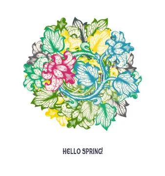 Hand Drawn Floral Vector Spring Design Stock Illustration