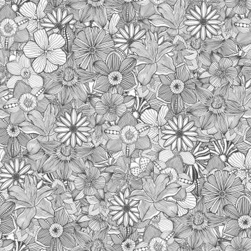 Hand drawn floral wallpaper Stock Illustration