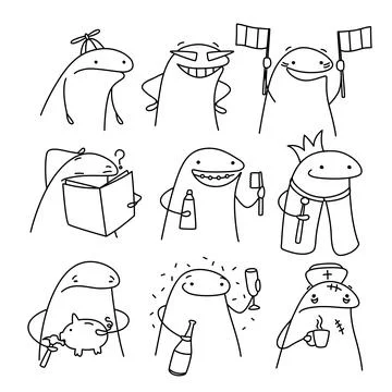Hand drawn flork meme illustration Stock Illustration