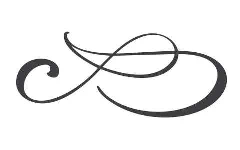 Hand drawn flourish separator Calligraphy elements symbol linked, join, passion イラスト素材
