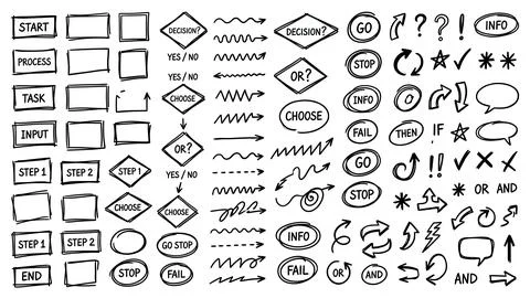 Hand drawn flowchart elements and infographic design symbols for business d.. Stock Illustration
