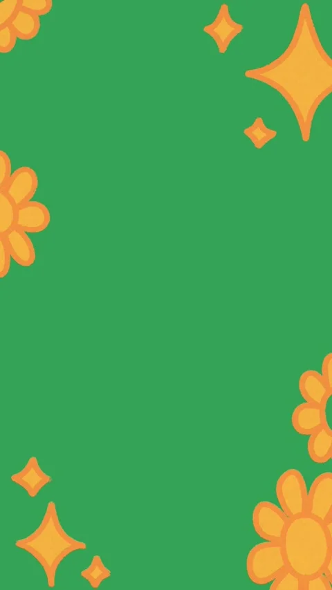 Hand Drawn Flower and Star Vertical Frame Animation Green Screen Floral Doodle Stockbeeldmateriaal 334579786