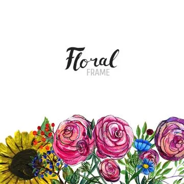 Hand drawn Flower Border Stock Illustration