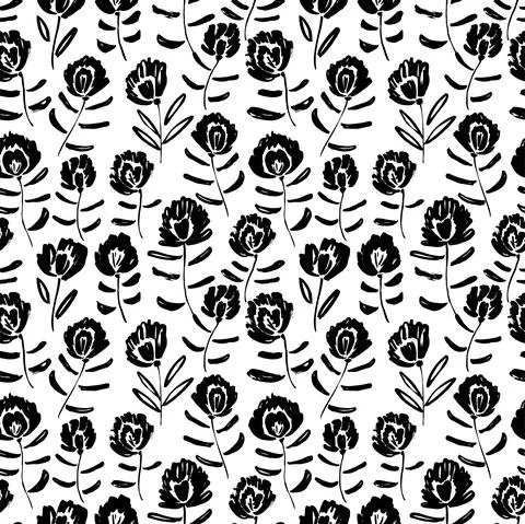 Hand drawn flower branches vector seamless pattern Illustrazione stock