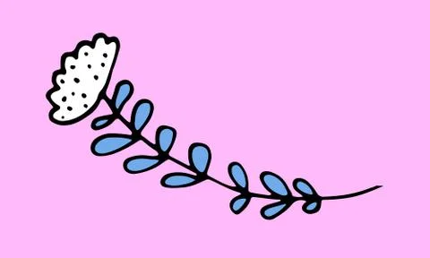 Hand drawn flower head on a stem Stock Illustration