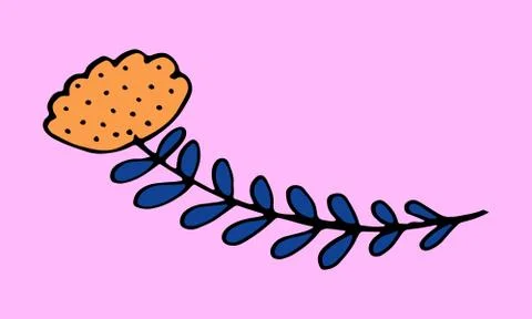 Hand drawn flower head on a stem Stock Illustration
