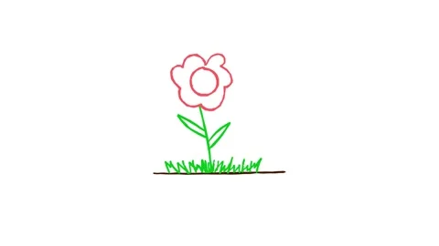 Hand drawn flower looping animation on white background Stock Footage 340105542