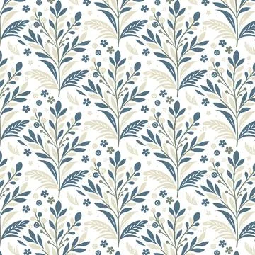 Hand drawn flower pattern with artistic botanical textures Stock Illustration