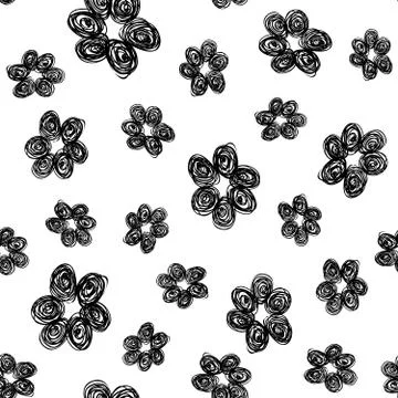 Hand Drawn Flower Pattern Black White Stock Illustration