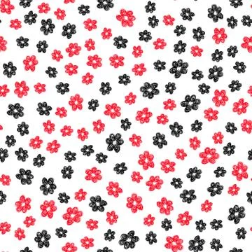 Hand Drawn Flower Pattern Red Black White Illustrazione stock