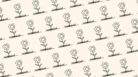 Hand drawn flower seamless pattern looping animation Stock Footage 342036941
