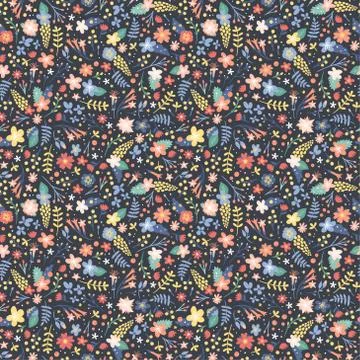 Hand drawn flower seamless pattern vector Stock Illustration
