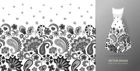 Hand drawn flower seamless pattern. Colorful seamless pattern with floral Illustrazione stock