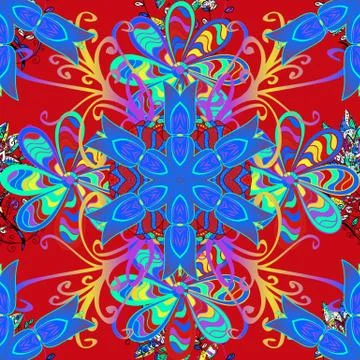 Hand drawn flower seamless pattern (tile). Watercolor seamless pattern for texti 스톡 일러스트