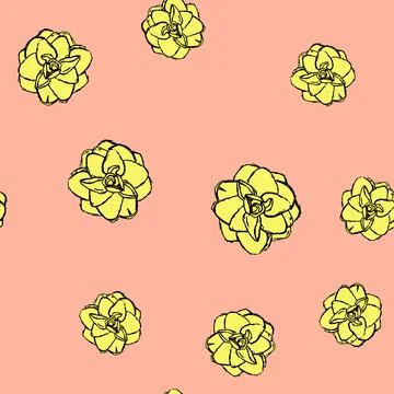 Hand drawn flower seamless pattern background. Vector Illustration EPS10 Stock Illustration