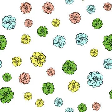 Hand drawn flower seamless pattern background. Vector Illustration EPS10 Stock Illustration