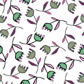 Hand drawn flower seamless pattern. Unusual floral wallpaper. Stock Illustration
