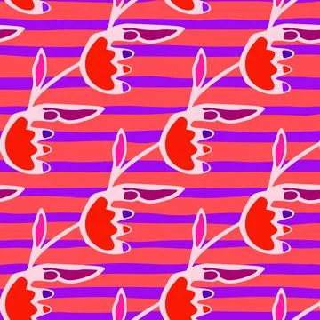 Hand drawn flower seamless pattern. Unusual floral wallpaper. Stock Illustration
