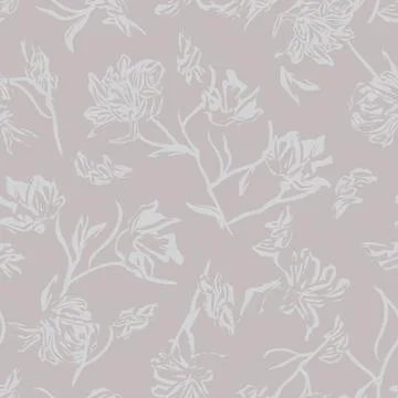 Hand drawn flower textile pattern design in light gray and pink for fashion.. Stock Illustration