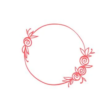Hand drawn flower wreath. Vector floral design spring frame element for 스톡 일러스트