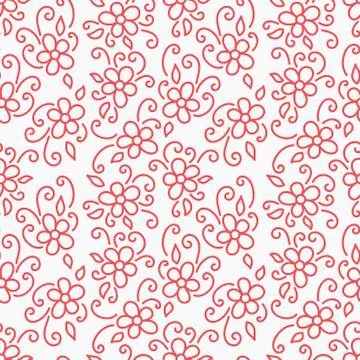 Hand drawn flowers, folk patterns, floral background. Vector seamless pattern Stock Illustration