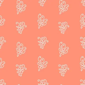 Hand drawn flowers, folk patterns, floral background. Vector seamless pattern Stock Illustration