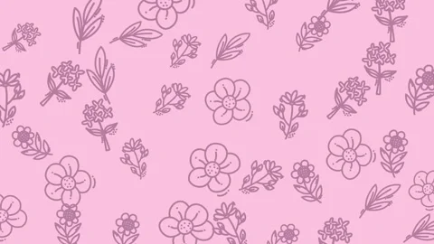 Hand Drawn Flowers Gently Floating on Pink Background. Stock Footage 319217658