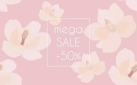 Hand drawn flowers on a pink background seamless pattern. Vector hand drawn i 스톡 일러스트