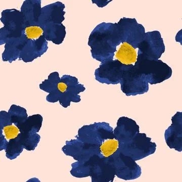 Hand Drawn Flowers Seamless Pattern Stock Illustration