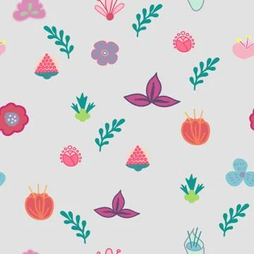 Hand drawn flowers seamless pattern Stock Illustration