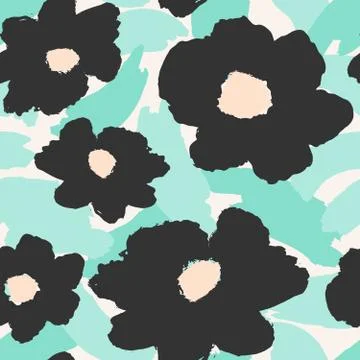 Hand Drawn Flowers Seamless Pattern Illustrazione stock