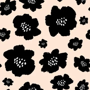 Hand Drawn Flowers Seamless Pattern Stock Illustration