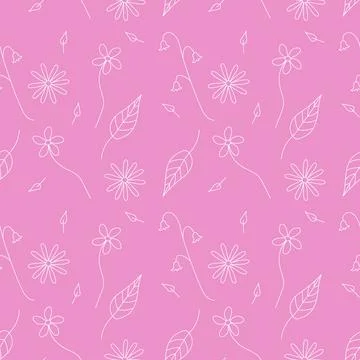 Hand drawn flowers, seamless pattern, vector. Stock Illustration
