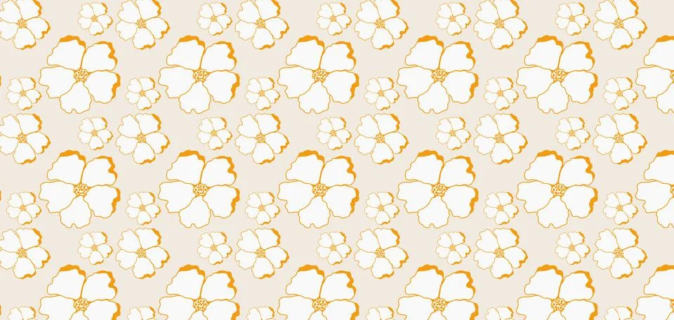 Hand drawn flowers seamless pattern. Pastel boho background in minimalist f.. Stock Illustration