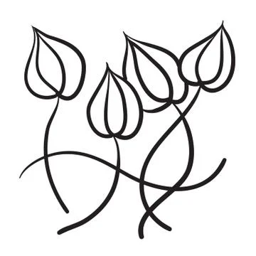 Hand drawn flowers vector icon symbol illustration. Stock Illustration