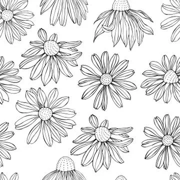 Hand drawn flowers.  Vector  pattern Stock Illustration