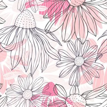 Hand drawn flowers.  Vector  seamless pattern Illustrazione stock