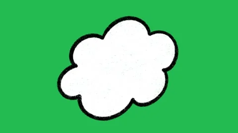 Hand-Drawn Fluffy White Cloud | 2D Animated Thought Bubble on green screen Stockbeeldmateriaal 333983017