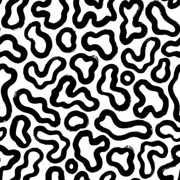 Hand drawn fluid amorphous forms seamless pattern Stock Illustration