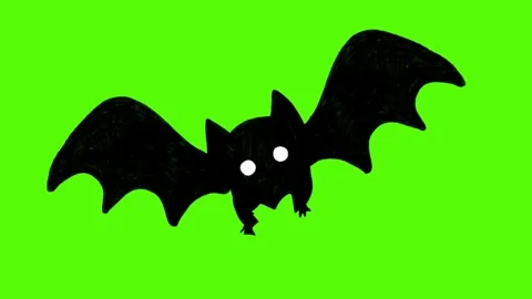 Hand-Drawn Flying Bat Silhouette Animation on Green Screen 스톡 동영상 318410096