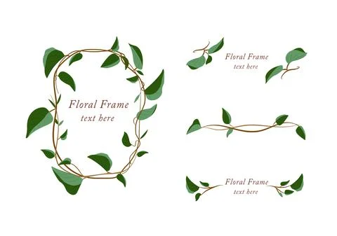 Hand drawn foliage banner elements Stock Illustration