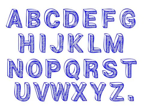 Hand drawn font Illustrazione stock