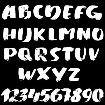 Hand drawn font made by brush strokes. Modern brush lettering. Grunge style bold Illustrazione stock
