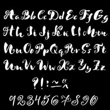 Hand drawn font made by dry brush strokes. Grunge style alphabet Stock Illustration