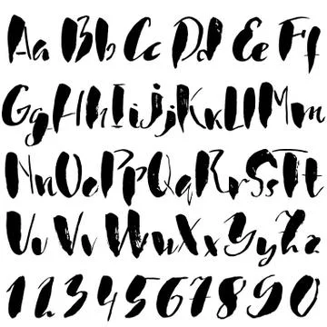 Hand drawn font made by dry brush strokes. Grunge style alphabet Illustrazione stock