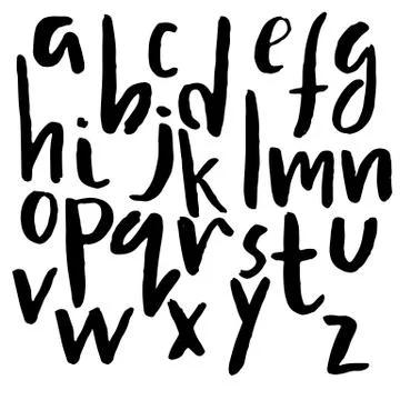 Hand drawn font made by dry brush strokes. Grunge style alphabet Illustrazione stock