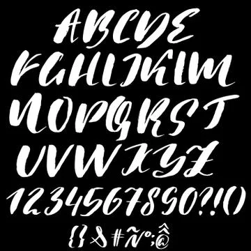 Hand drawn font made by dry brush strokes. Grunge style alphabet Stock Illustration